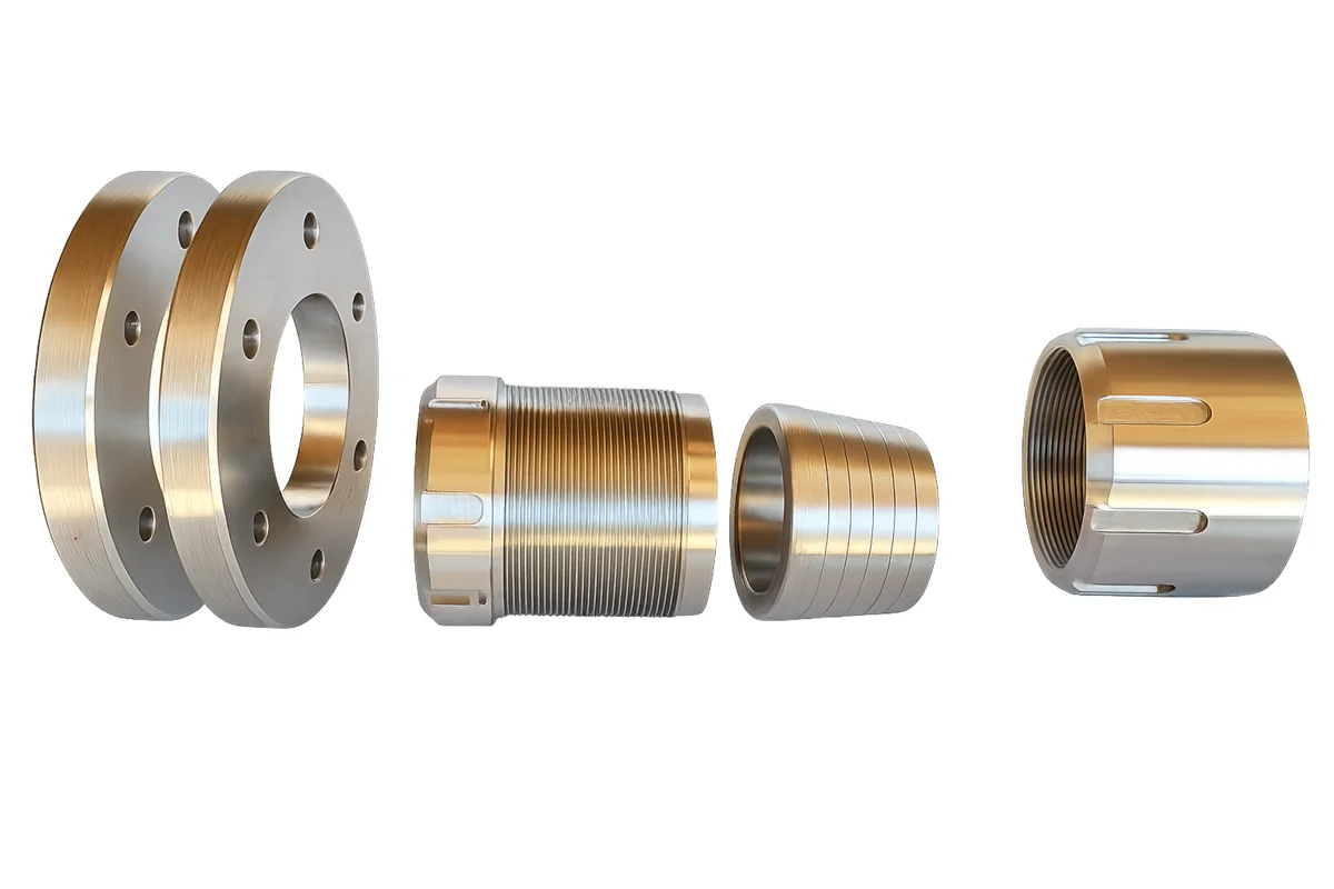 Flanges e acoplamentos roscados em aço e latão